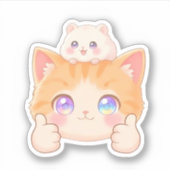 Thumbs Up Kitten & Hamster Sticker (Vorderseite)