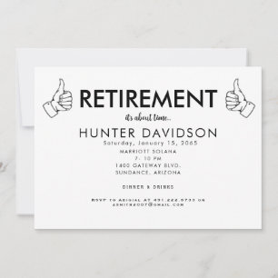 Thumbs Up Retirement Party "It's About Time" B/W Einladung