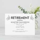Thumbs Up Retirement Party "It's About Time" B/W Einladung (Stehend Vorderseite)