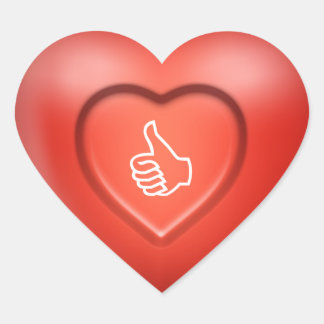 Thumbs Up Sign Red Herz-Aufkleber