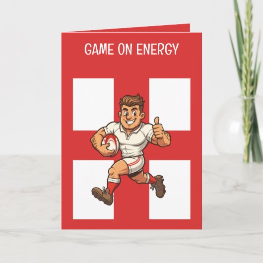 Thumbs-Up Try Run Cheerful Rugby Hero Karte (Vorderseite)