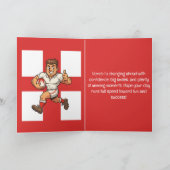 Thumbs-Up Try Run Cheerful Rugby Hero Karte (Innenseite)