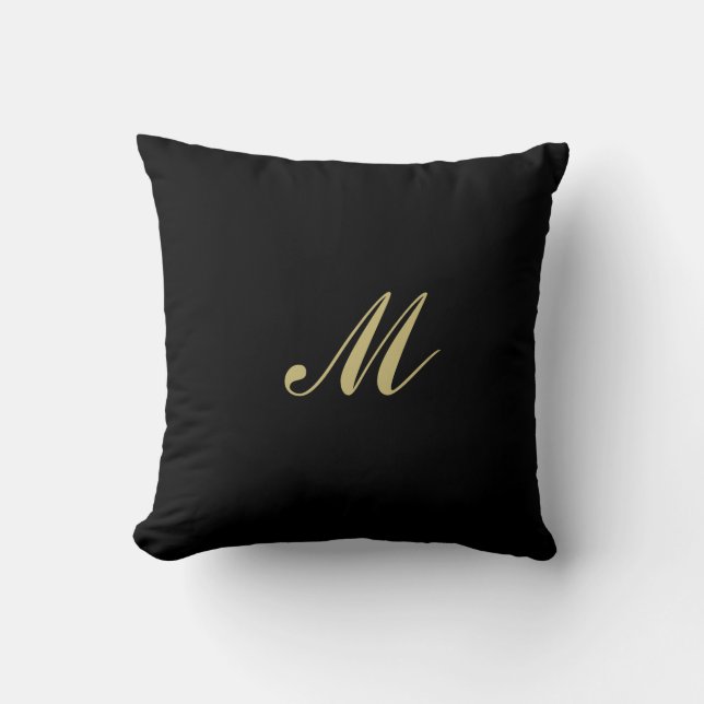Thumpenschwarz Gold Custom Monogram Kissen (Vorderseite)