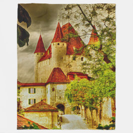 Thun Castle, Schweiz Akryllische Kunst Fleecedecke