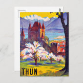 Thun, Stadt, Schloss und See, Schweiz Postkarte (Vorne/Hinten)