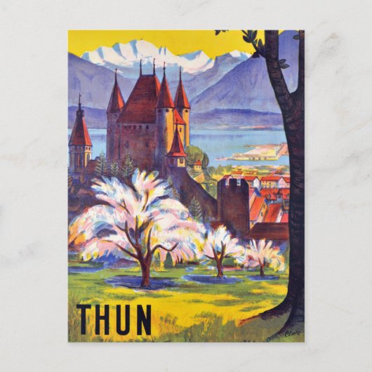 Thun, Stadt, Schloss und See, Schweiz Postkarte (Vorderseite)