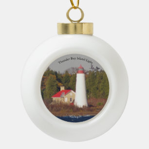 Thunder Bay Island Light-Ornament Keramik Kugel-Ornament