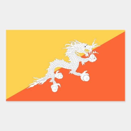 Thunder Dragon National Flag Bhutan Rechteckiger Aufkleber (Vorderseite)