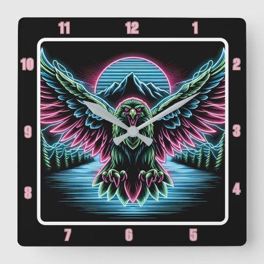 Thunder Falcon Luminous Timepiece Quadratische Wanduhr (Vorderseite)