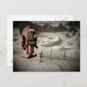 Thunder Robot and Toy Spacemen Retro Styled Postca Postkarte (Vorne/Hinten)