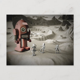Thunder Robot and Toy Spacemen Retro Styled Postca Postkarte