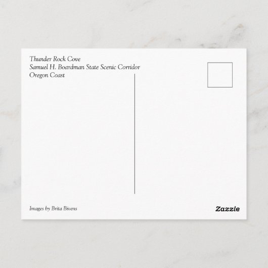 Thunder Rock Cove, Samuel H. Boardman, Oregon Postkarte (Rückseite)