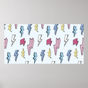 Thunder seamless background vintage illustration poster