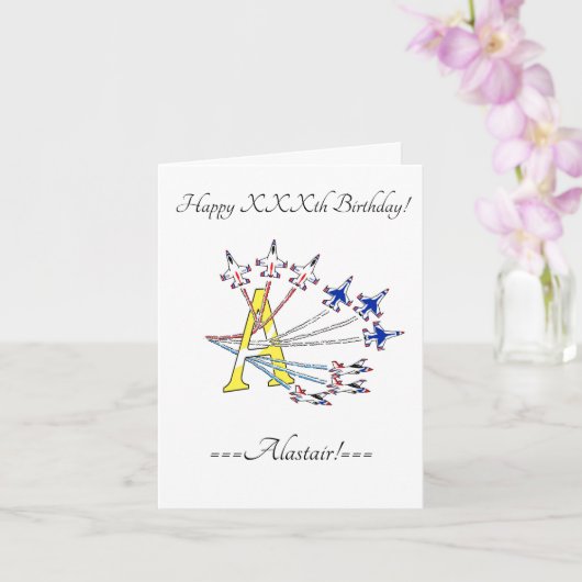 Thunderbird Initial A Birthday Card Karte (Orchidee)