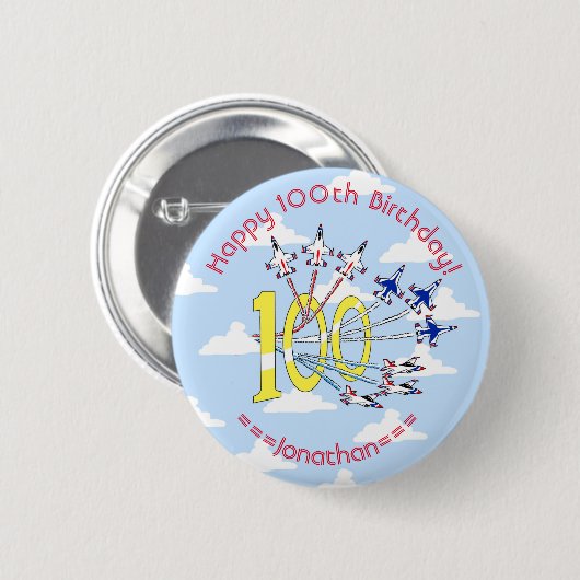 Thunderbirds 100. Blue Sky Birthday Abzeichen Button (Vorne & Hinten)