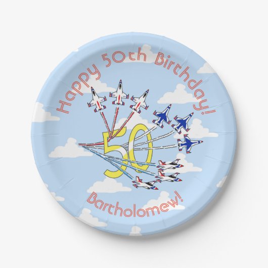 Thunderbirds 50. Geburtstag Blue Sky Paper Plate Pappteller (Vorderseite)