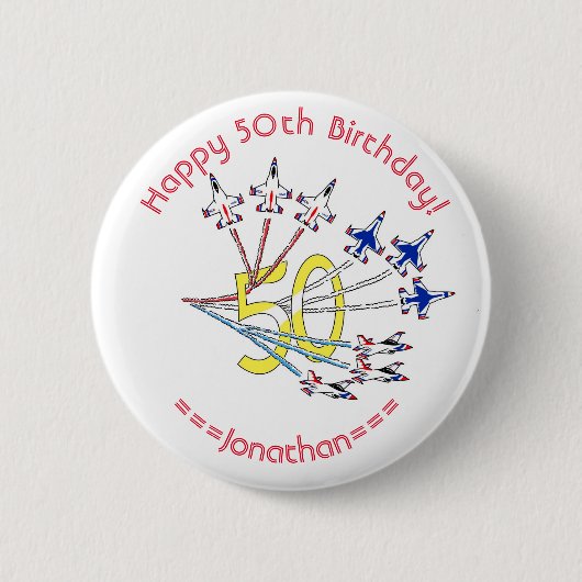 Thunderbirds 50. Geburtstagsabzeichen Button (Vorderseite)