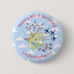 Thunderbirds 80. Geburtstagsabzeichen (Blauer Himm Button
