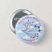Thunderbirds Blue Sky Customizable Birthday Abzeic Button (Vorne & Hinten)