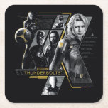 Thunderbolts* | Group Graphic Rechteckiger Pappuntersetzer<br><div class="desc">Featuring the likeness of: Wyatt Russell, David Harbour, Sebastian Stan, Lewis Pullman, and Florence Pugh| Keep the Thunderbolts* close with this sharp, multi-panel design. Combining halftone textures with bold gold highlights, this graphic captures the identities of the MCU's most talented anti-heroes. It’s a sleek, tech-inspired look that fits perfectly on...</div>