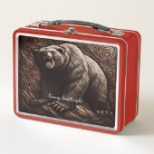 Thunderous Grizzly Roar in Lederhilfe Metall Brotdose (Vorderseite)