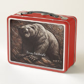 Thunderous Grizzly Roar in Lederhilfe Metall Brotdose (Rückseite)