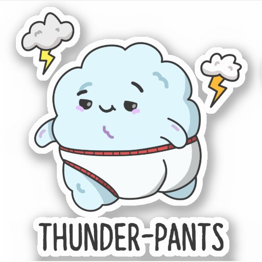 Thunderpants Funny Cloud Weather Puff Aufkleber (Vorderseite)
