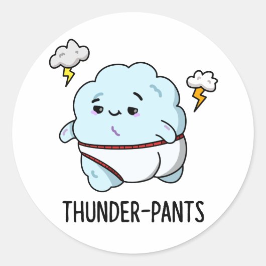 Thunderpants Funny Cloud Weather Puff Runder Aufkleber (Vorderseite)