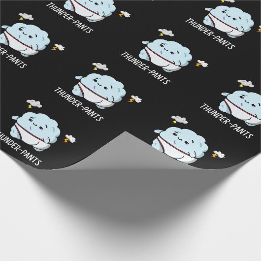 Thunderpants Funny Cloud Weather Pun Dark BG Geschenkpapier (Ecke)