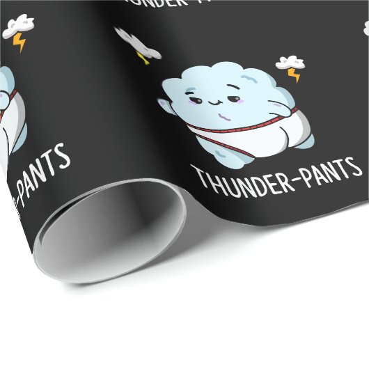 Thunderpants Funny Cloud Weather Pun Dark BG Geschenkpapier (Rolleneckpunkt)