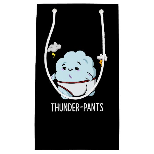 Thunderpants Funny Cloud Weather Pun Dark BG Kleine Geschenktüte (Vorderseite)