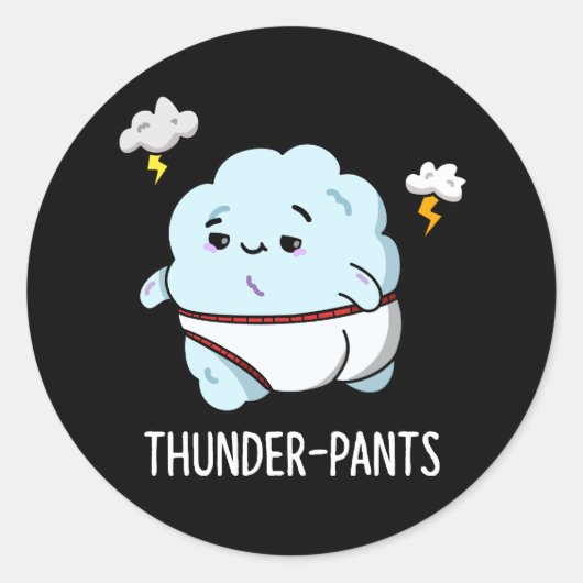 Thunderpants Funny Cloud Weather Pun Dark BG Runder Aufkleber (Vorderseite)
