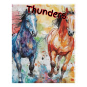 Thunders - Wasserfarbene Pferde Poster (Vorderseite)