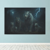 Thunderstorm Guardian White Tiger Family | ManJian Leinwanddruck (Insitu (Holzboden))