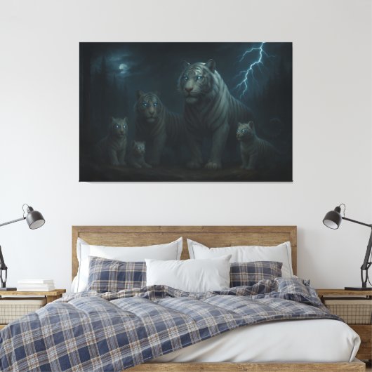 Thunderstorm Guardian White Tiger Family | ManJian Leinwanddruck (Insitu (Schlafzimmer))