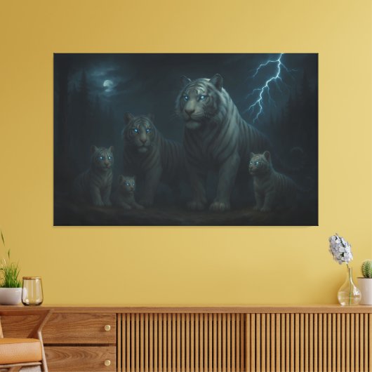 Thunderstorm Guardian White Tiger Family | ManJian Leinwanddruck (Insitu (Wohnzimmer))