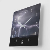 Thunderstorm Lightning Storm Black & Purple Quadratische Wanduhr (Winkel)