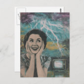 Thunderstorm Retro Frau Postkarte (Vorne/Hinten)