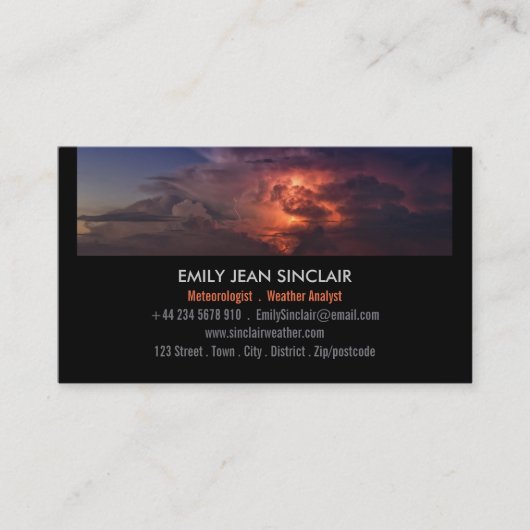 Thunderstorm Strip Design, Meteorologe Visitenkarte (Vorderseite)