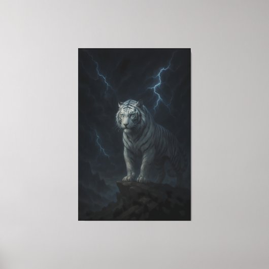 Thunderstorm White Tiger – Storm King Mythic Beast Leinwanddruck (Vorderseite)