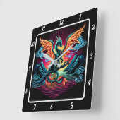 Thunderstreik Neon Dragon Quadratische Wanduhr (Winkel)