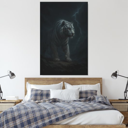 Thunderstrike White Tiger – Stormborn King Leinwanddruck (Insitu (Schlafzimmer))