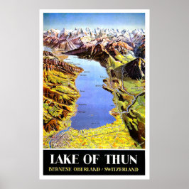 Thunersee-Karte, Berner Oberland, Schweiz Poster