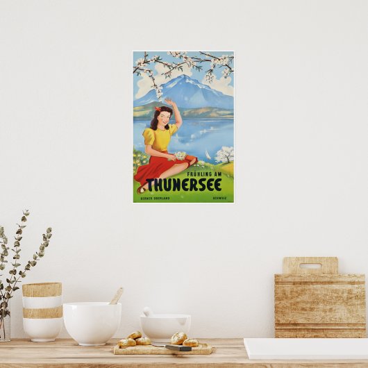 Thunersee, Schweiz, Reiseplakat Poster (Küche)