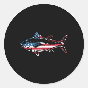 Thunfisch Amerikanische Flagge Riesenfisch Runder Aufkleber