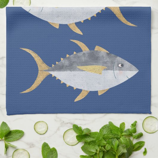 Thunfisch Geschirrtuch (Gefaltet)