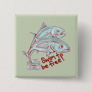 Thunfisch in lustiger Flucht Button