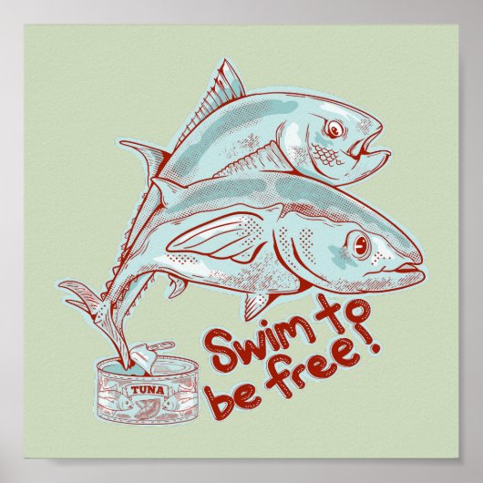 Thunfisch in lustiger Flucht Poster (Vorne)