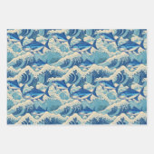 Thunfisch in Wellen - Ahi-Muster Geschenkpapier Set (Vorderseite 2)