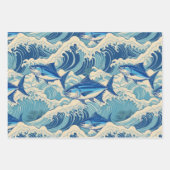 Thunfisch in Wellen - Ahi-Muster Geschenkpapier Set (Vorderseite)